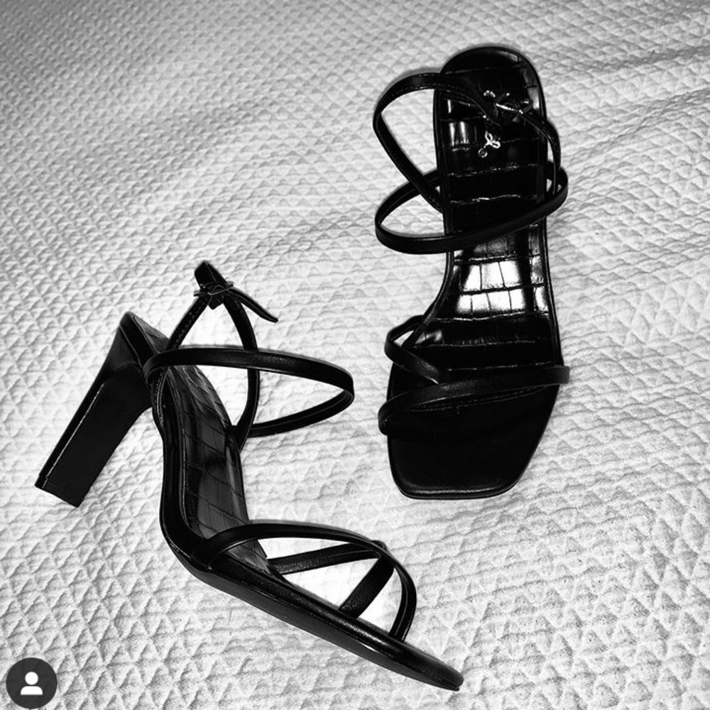 Black strappy heels